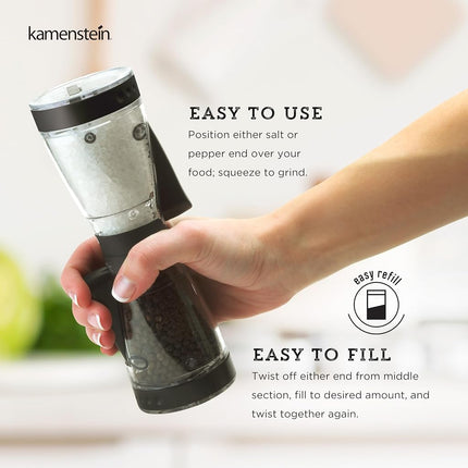 Kamenstein Dual Salt and Pepper Grinder, Black