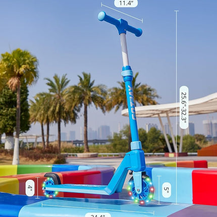 Gotrax K03 Kick Scooter for Kids, 5" LED Lighted Wheels and Adjustable Handlebars, Lightweight Design and Anti-Slip Deck, Max Load 110 Lbs, Kids Scooter for Boys & Girls Ages 3+, Blue