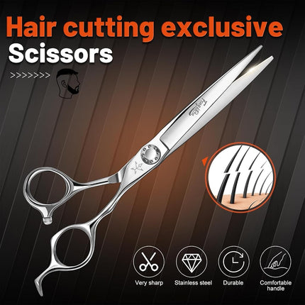Fengliren High-end Professional Extremely Very Sharp Barber Hair Cutting Scissors Hairdresser Shears For Hair 6.5 Inch Haircut Scissor Made Of Stainless Steel Alloy For Hairdressing Salon and Home Use