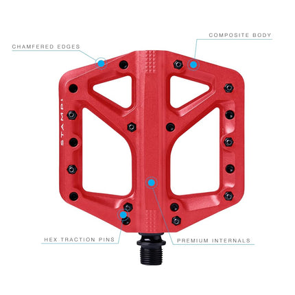 Crankbrothers Stamp-1 Pedals, Large, Red