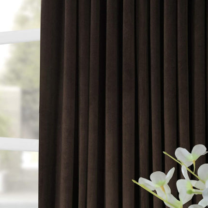 HPD Half Price Drapes Signature Velvet Thermal Blackout Curtains for Living Room 96 Inch Long (1 Panel) Rod Pocket Insulated Blackout Curtains for Bedroom Window Curtains, 100W x 96L, Java