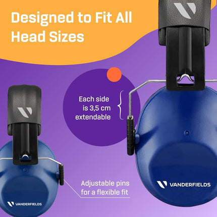 Vanderfields Ear Defenders Adults -26dB SNR-Marine Blue[2-Pack]-Protection Passive Noise Cancelling Headphones -Safety Earmuffs Ear Protectors - Hearing Protection Shooting - Ear Defenders Autism, DIY