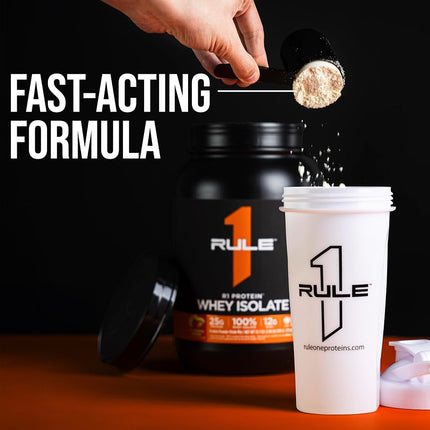 Rule 1 100% Whey Protein Isolate and Hydrolysate Protein Powder 5.03 lb, Strawberries & Creme (76 Servings)