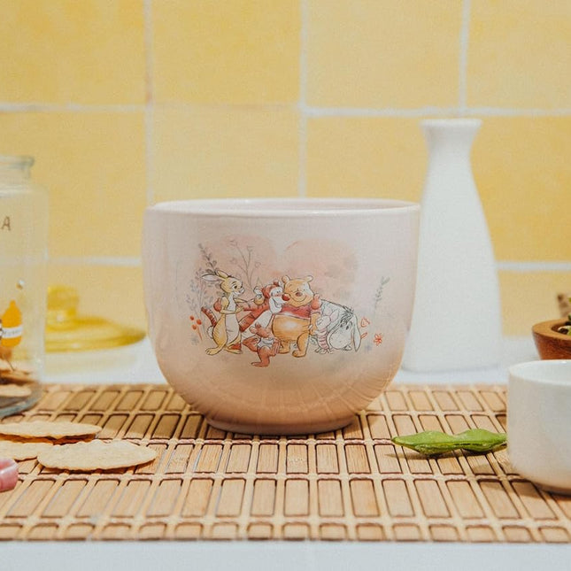 Silver Buffalo Disney Winnie The Pooh Ceramic Ramen Bowl with Chopsticks Featuring Piglet, Eeyore, Tigger, Winnie The Pooh, Rabbit, and Roo, Microwave Safe, 20 Ounces