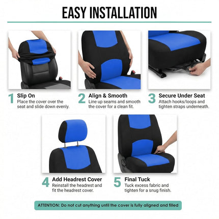 FH GROUP Car Seat Covers, Full Set, Blue