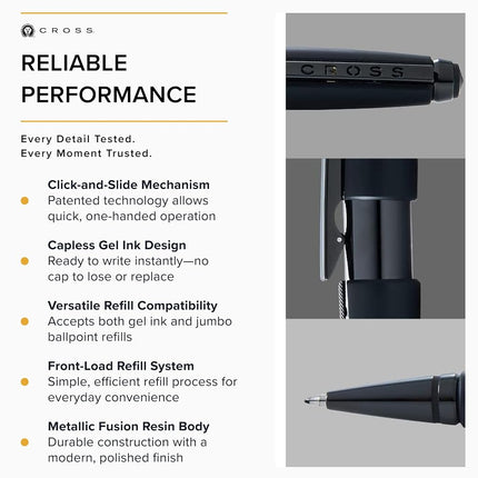 Cross Edge Matte Black Lacquer Gel Rollerball Pen