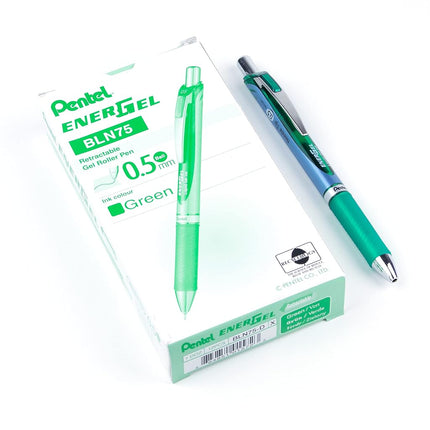 Pentel EnerGel Xm BLN75 0.5mm Green (Pack of 12)