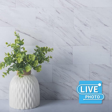 Art3d 102-Piece Peel and Stick Tiles Backsplash for Kitchen Bathroom, Stick on Subway Wall Tile Stickers - 15x7.5 CM, White Granite