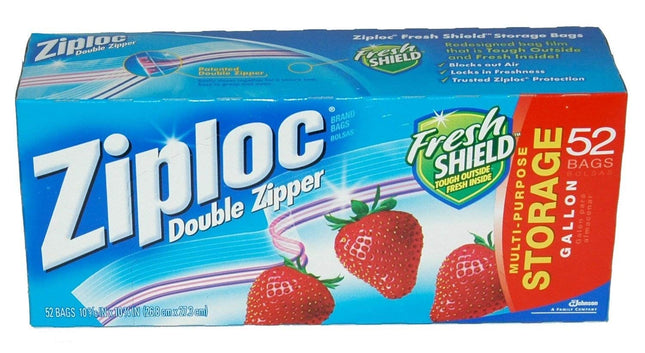 Bolsas de almacenamiento Ziploc Double Zipper de un galón - 52 unidades