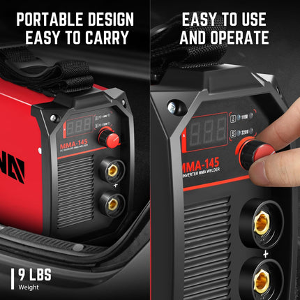 DNA MOTORING Soldadora MIG Portátil 110V/220V Soldadora de Hilo Tubular, Modo MMA, Máquina de Soldar, Inversor IGBT, Máquina de Soldar con Alimentación Automática de Hilo, Pantalla Digital LED, TOOLS-00713-RD