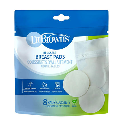 Coussinets d'allaitement lavables Dr. Brown's en bambou, réutilisables, avec sac à linge, absorption jour et nuit, lot de 8