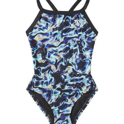 TYR Girls' Durafast Elite Diamondfit Swimsuit, Blu