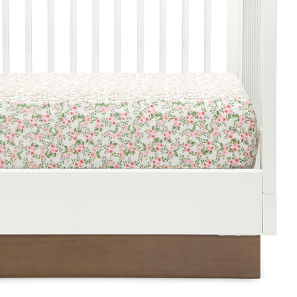 Delta Children Fitted Crib Sheets for Girls and Boys - Crib Sheet for Standard Crib and Toddler Mattresses - 28x52 Inch (Pack of 2), Pink Floral