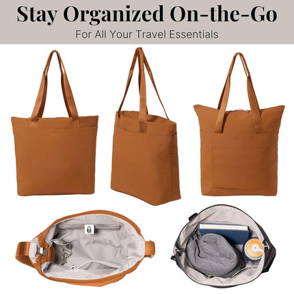 Baggallini Swift Women's Lightweight 12" x 16" Nylon Tote Bag with Zipper Travel Bag with Luggage Cover
