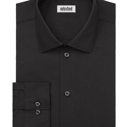 Kenneth Cole Men's Dress Shirt Regular Fit Solid, Black, 15"-15.5" Neck 32"-33" Sleeve