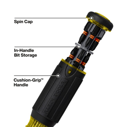 Klein Tools 32516HD KNECT 16-in-1 Impact-Rated Hybrid Screwdriver/Nut Driver, Magnetic, Flip Socket, 11 Bits, 2 Nut Drivers, 3/8-Inch Square Adapter