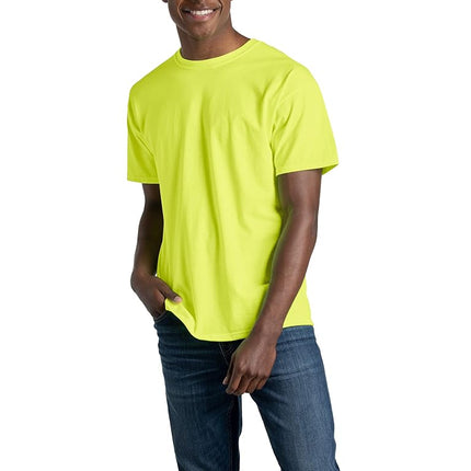 Camisetas de algodón Eversoft para hombre Fruit of The Loom, transpirables y que absorben la humedad con control de olores, tallas S-4x, paquete de 2 unidades en verde seguridad, 3XL