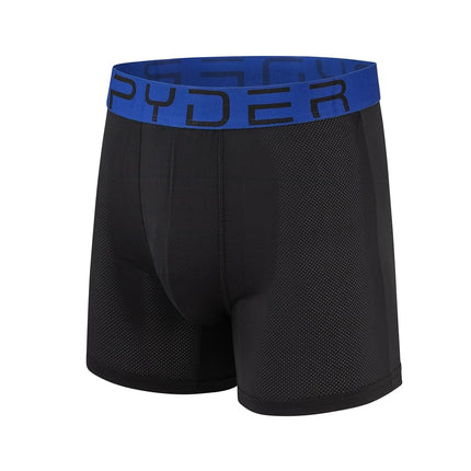 Spyder Mens Boxer Briefs Performance Nylon Mesh Sports Underwear, Black/Heather/Red/Black, M
