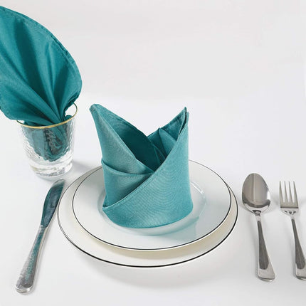 Cloth Napkins 17x17 inch Washable Polyester Dinner Napkins Soft Table Napkins for Wedding Party Dining Banquet(Teal,12PCS)