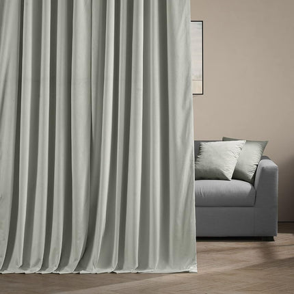 HPD Half Price Drapes Signature Velvet Thermal Blackout Curtains for Living Room 108 Inch Long 1 Panel Rod Pocket Insulated Blackout Curtains for Bedroom Window Curtains, 100W x 108L, Reflection Grey