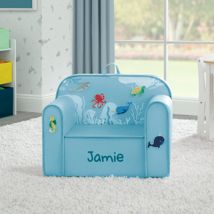 Delta Children Personalized Mix & Match Cozee Kids Chair with Interchangeable Patches, Underwater