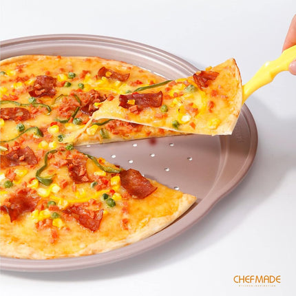 CHEFMADE Pizza pan, 14 Inch with Holes Non-Stick Pizza Crisper Pan Bakeware for Oven Baking (Champagne Gold)