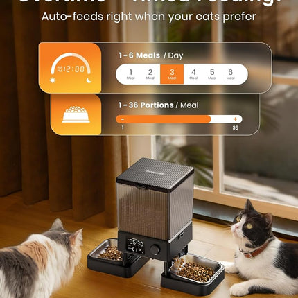 oneisall Automatic Cat Feeder for 2 Cats Pets, Timed Cat Food Dispenser