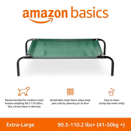Amazon Basics Cooling Elevated Pet Bed, Extra Large (153 x 94 x 23 centimeters), Green