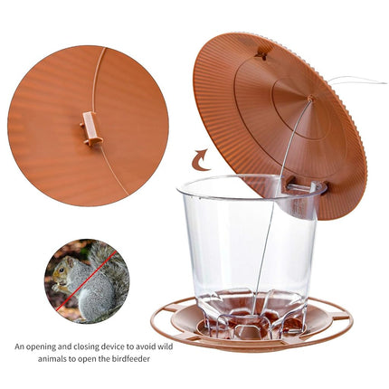 Hanizi Hanging Bird Feeder Squirrel Proof for Outdoor Wild Bird Seed, Outside, Garden Yard Decoration (Brown)