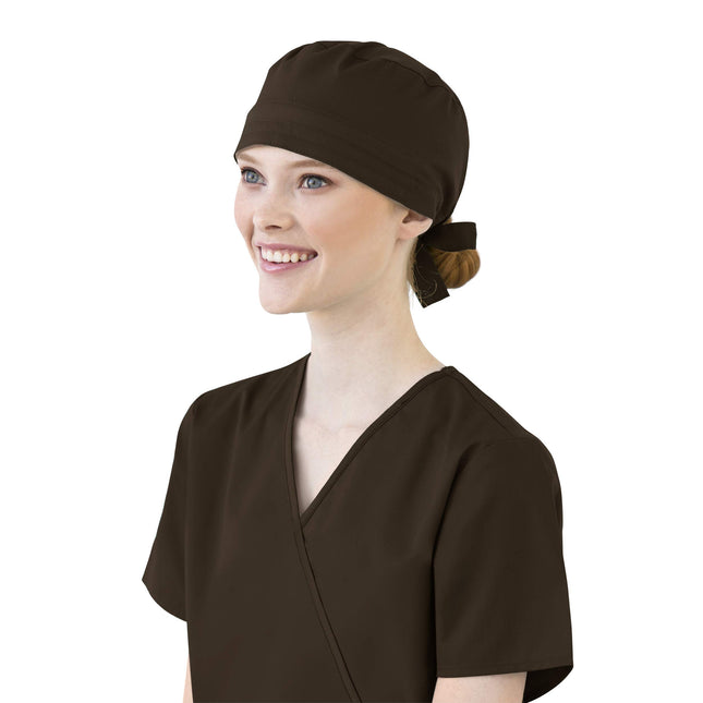 WonderWink Women's Unisex Tie Back Scrub Cap, Choc