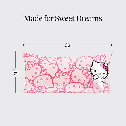 Kitsch x Hello Kitty (Pink Kitty Faces) - Satin Pillowcase with Zipper for Hair and Skin, Softer Than Silk, Smooth Cooling Pillow Covers, Machine Washable, King Size (19x36)