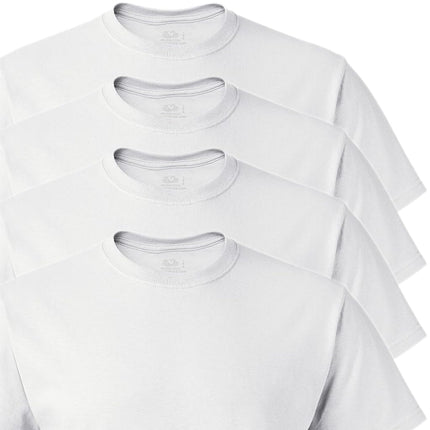 Fruit of the Loom Mens Tag-Free Cotton Undershirts, Regular - Crew - 4 Pack White, S