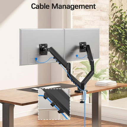 MOUNTUP Dual Monitor Gas Spring Arm Desk Mount for 13 to 32 Inch Screens