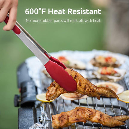 U-Taste 315℃ Heat Resistant Silicone Kitchen Tong 7/9/12in (Scarlet)