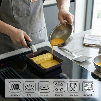 TeChef Tamagoyaki Japanese Omelette Pan/Egg Pan, Coated with Dupont Teflon Select Colour Collection/Non-Stick Coating-Medium
