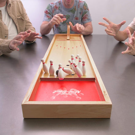 Juego de bolos GoSports Mini de madera para mesa para niños y adultos - Incluye 1 tablero de bolos, 1 rampa de lanzamiento, 2 mini bolas de bolos, 10 bolos y una tarjeta de puntuación de borrado en seco