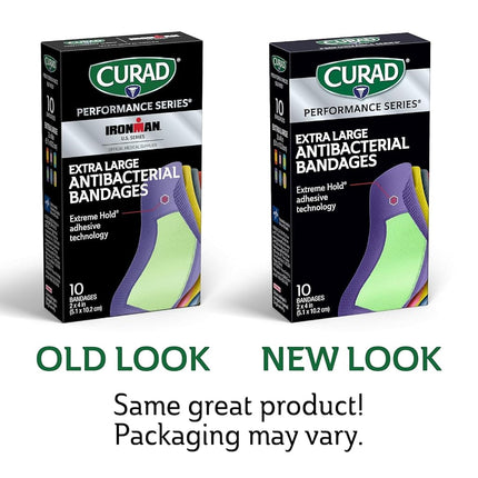 Getue Curad CURIM5018 Performance Series Ironman XL Antibacterial Bandages, Extreme Hold Adhesive Technology, Fabric Bandages, 10 Count
