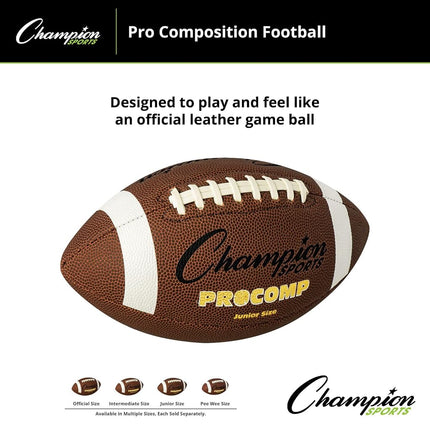 Champion Sports CF300 Pro Comp Football, Junior, Brown