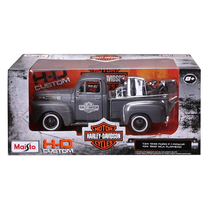 Maisto 32185 1:24 Scale Ford F-1 Pickup 48 Plus WLA Flathead 42 Model Car (Green)