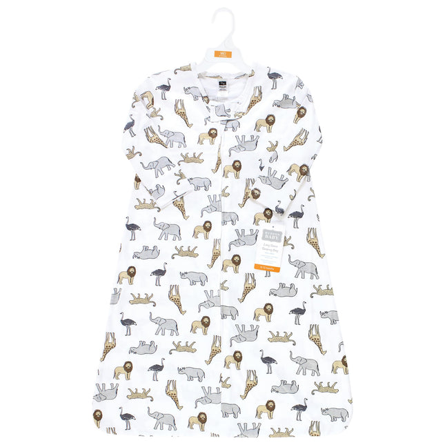 Hudson Baby Saco de Dormir, Saco de Cuna, Manta de Punto de Algodón de Manga Larga Unisex para Bebé, Safari Moderno, 6-12 Meses