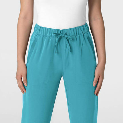 WonderWink Women's Stovepipe High-Low Hem Scrub Pant, Teal Blue, Medium