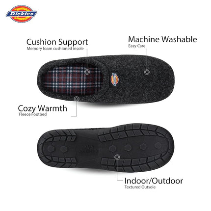 Pantuflas de espuma viscoelástica para hombre Dickies con talón abierto y cerrado, suela interior/exterior, fieltro negro, talla mediana UK