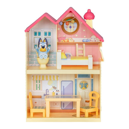 Bluey Mini Home Playset Compact House Playset With Carry Handle Three Different Rooms Kitchen, Bedroom and Bathroom Includes Figure With 5 Play Pieces