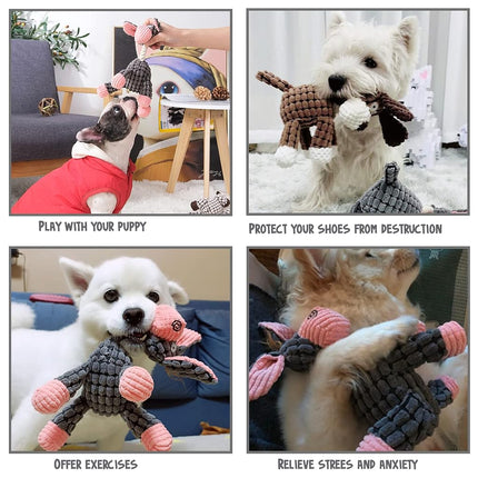 Zagrine Squeaky Plush Dog Toys Pack for Puppy, 3 Pack Durable Stuffed Animal Plush Chew Toys with Squeakers, Cute Soft Dog Toys for Teeth Cleaning, for Small Medium Large Dogs