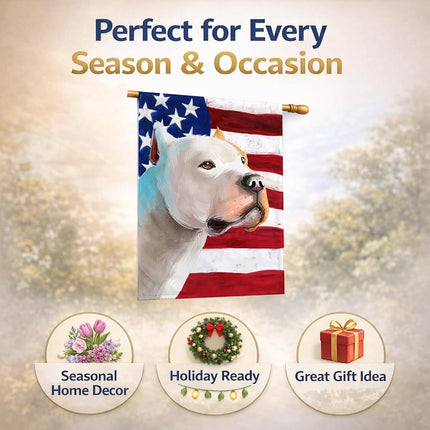 Caroline's Treasures CK6459CHF Brazilian Dogo American Flag Flag Canvas House Size, Large, multicolor