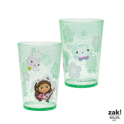 Juego de vasos apilables Gabby's Dollhouse de DreamWorks de Zak Designs para el hogar, vasos de plástico sin BPA de 428 ml, paquete de 4 (Gabby, Pandy Patas, Pasticake, Mercat, Hada Gatita, Baby Box)