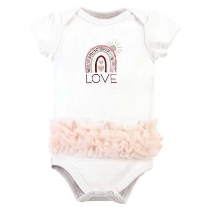 Hudson Baby Unisex Baby Cotton Bodysuits, Love RainbowTutu, 3-6 Months, Love Rainbowtutu, 3-6 Months