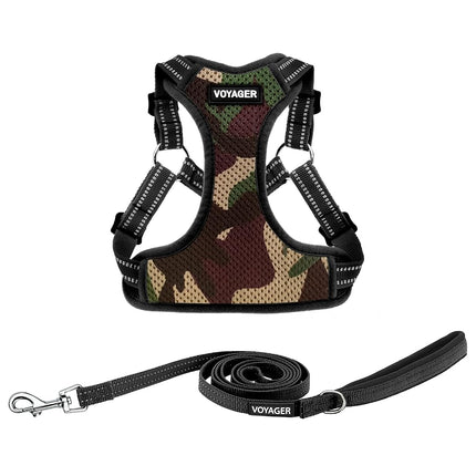 Best Pet Supplies Voyager Adjustable Dog Harness Leash Set with Reflective Stripes for Walking Heavy-Duty Full Body No Pull Vest with Leash D-Ring, Breathable All-Weather Wear - Army Base, XL