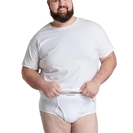 Fruit of The Loom Calzoncillos de algodón sin etiqueta para hombre, talla grande - Paquete de 6 - Blanco, XXG
