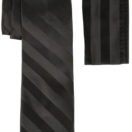 Corbata formal de rayas, de talla grande, larga, tejida, de Stacy Adams para hombre, extra larga, negra, talla única